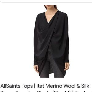 Nude / light pink All Saints merino wool silk top